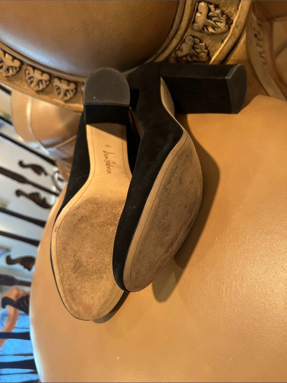 Sam Edelman Black Suede Rounded Toe Pump